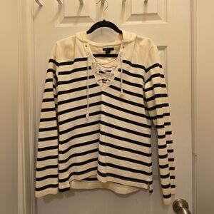 Tommy Hilfiger Cream and Blue Lace-Up Top